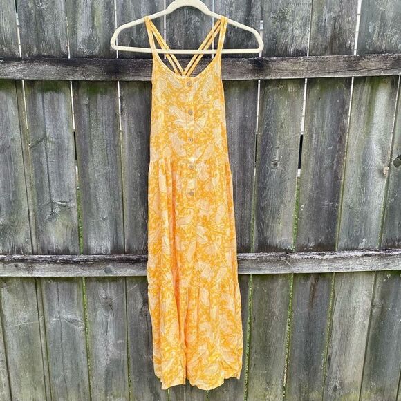 Art Class Yellow Paisley Maxi Sun Dress | L - Picture 1 of 4